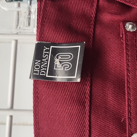 Nwt, Lion DYNASTY Men's Red Pants with White Stripes, SIZE 50 SLIM BY 30 - Picture 4 of 8